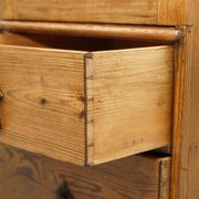 Antique Victorian pine governess buffet with sliding shelf.