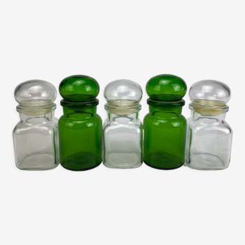 Series of jars with vintage glass cap