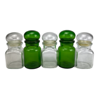 Series of jars with vintage glass cap