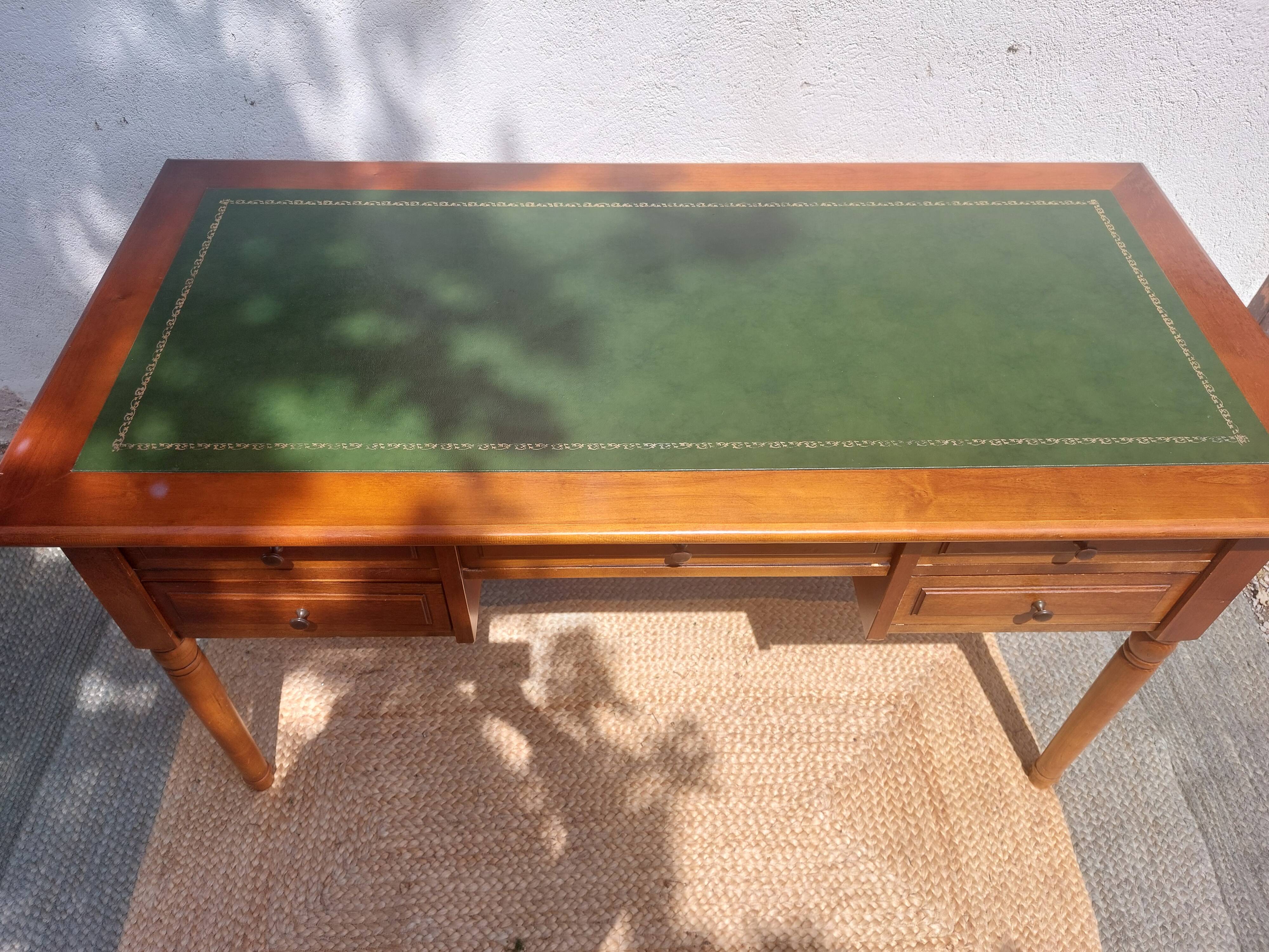 Green leather top desk