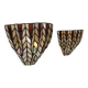 Pair of vintage "stained glass" wall lights in copper and glass, France, 1970.