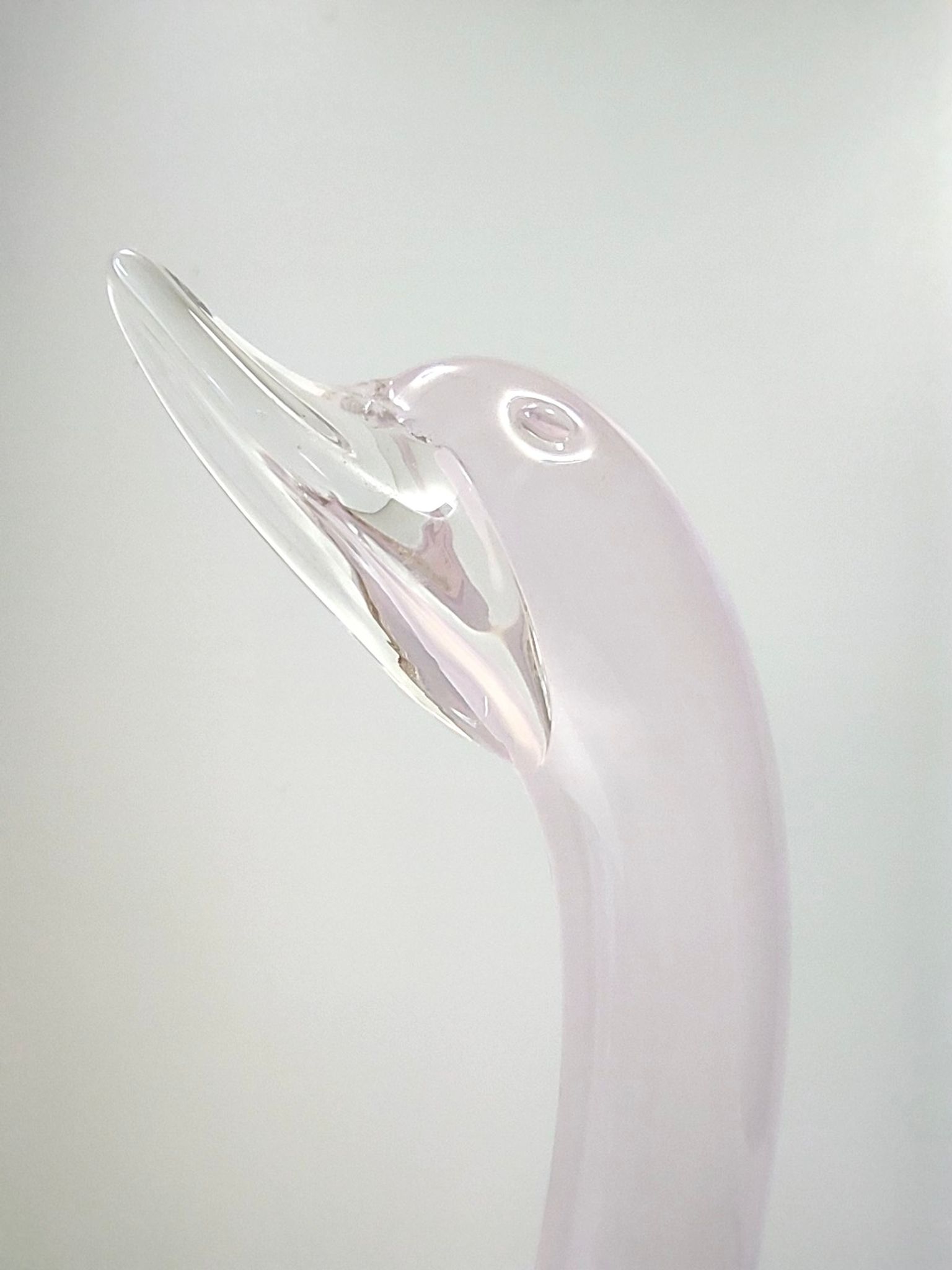 Pink Sommerso Murano glass swan by Elio Raffaeli, Italy