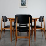 Series of 6 vintage chairs Stella imitation leather and wood