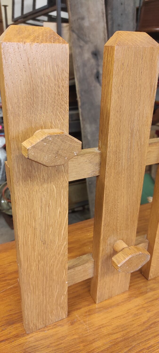 Vintage wooden coat rack with modernist design mirror 4 hooks