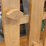 Vintage wooden coat rack with modernist design mirror 4 hooks