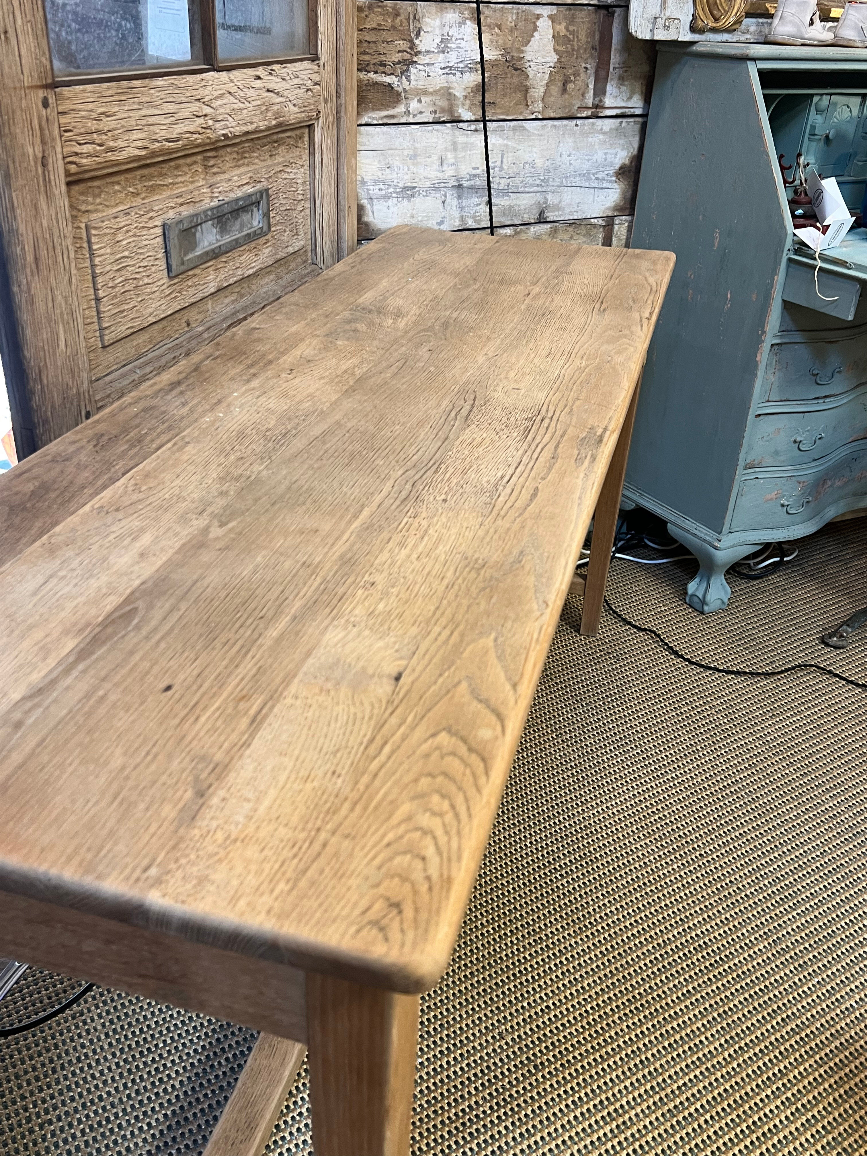 Console table de drapier en chêne brut