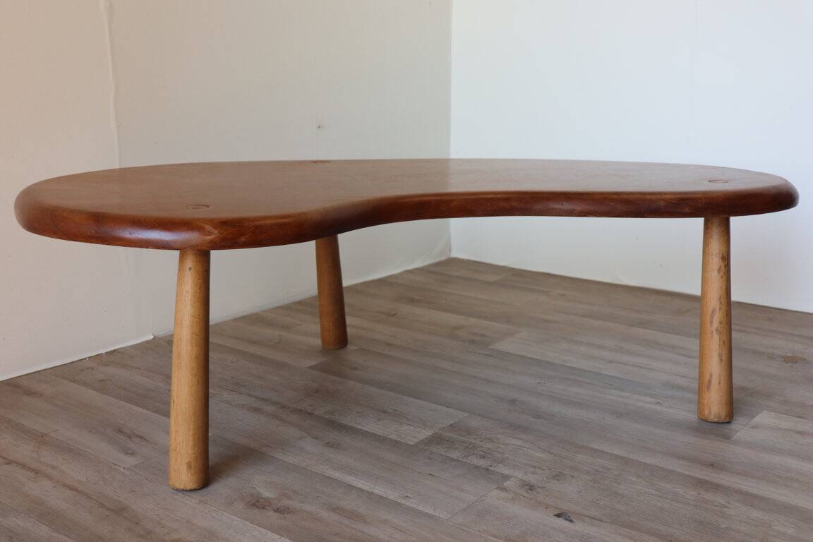 Vintage "bean" coffee table in solid wood, 1960