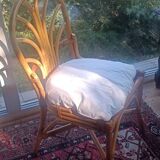 Chaise vintage en rotin et bambou, France, des années 1960