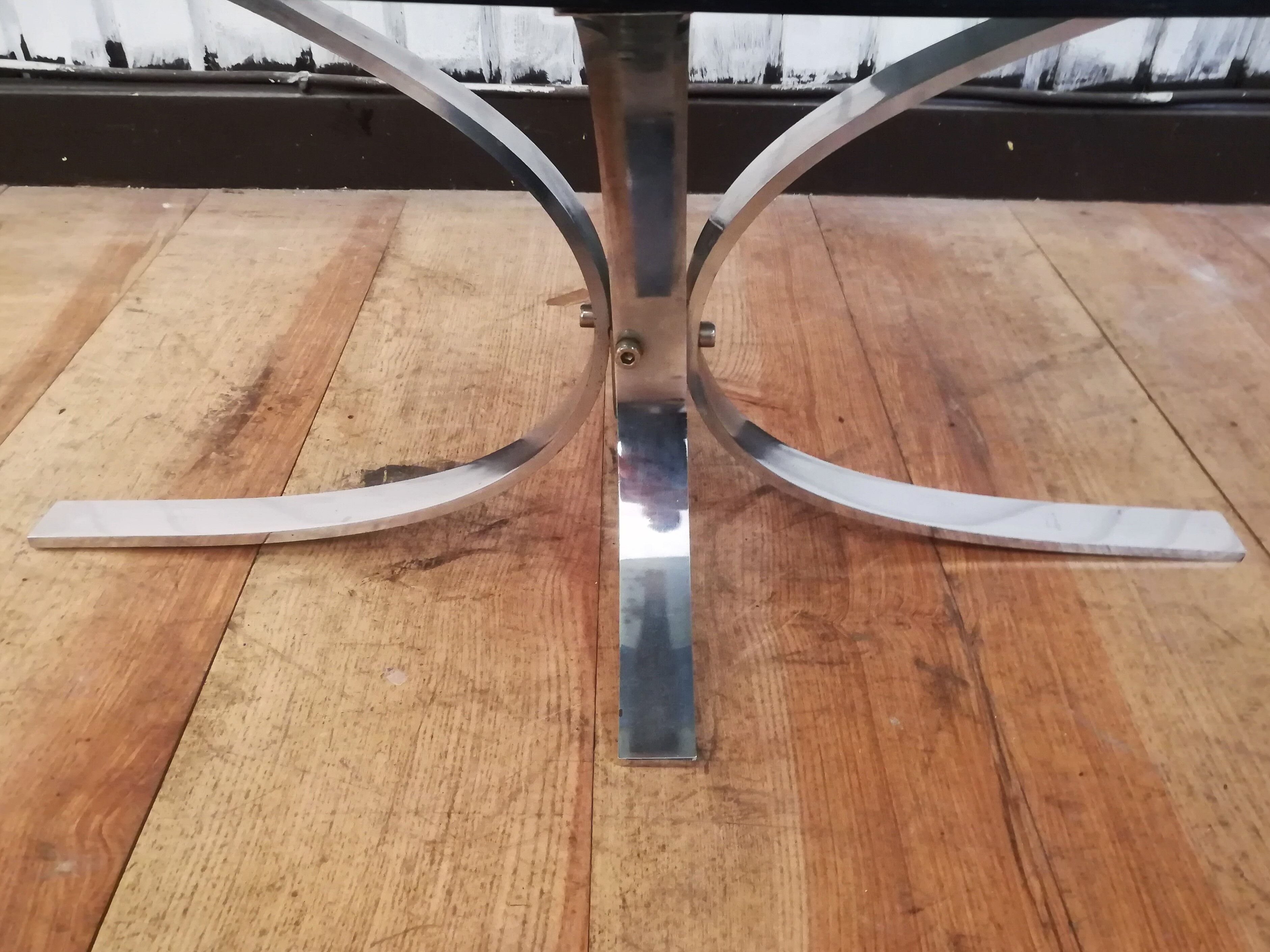 Chrome steel coffee table and smoked glass