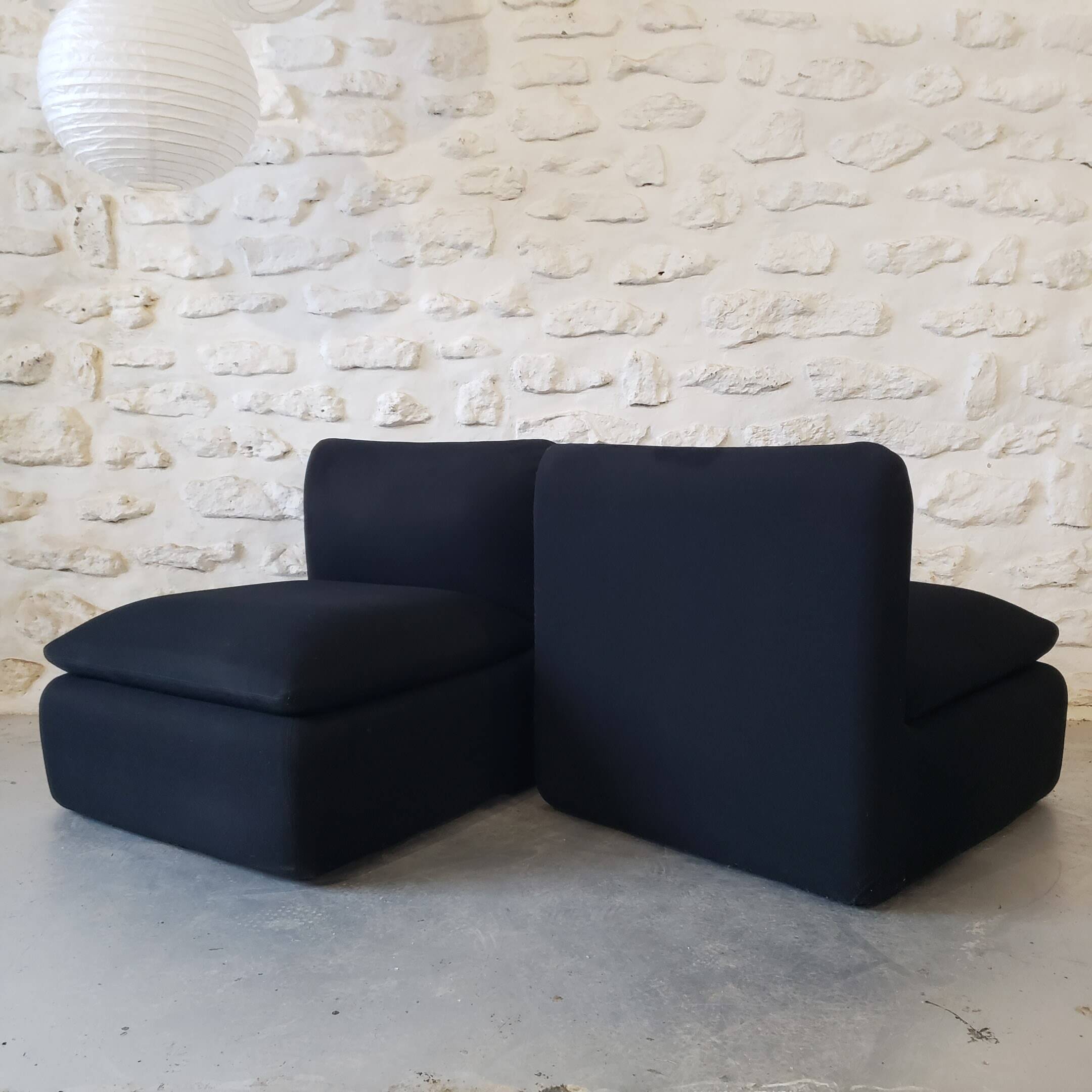 Pair of vintage black armchairs
