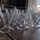 Set of 9 conical glasses on pedestal in antique chiseled glass crosses