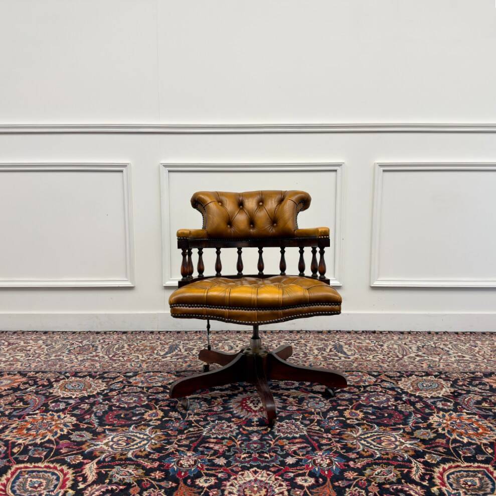 Classic English Brown Chesterfield Desk Chair