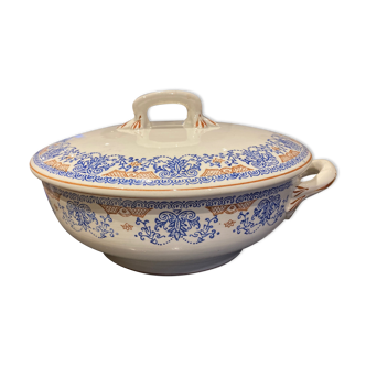 Soupière en porcelaine de Longwy modèle Rouennais