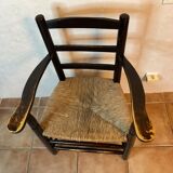 Design armchair of the 20th in straw