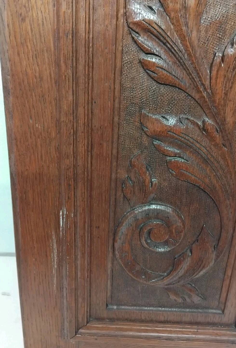 Pair of antique carved oak wood door panels