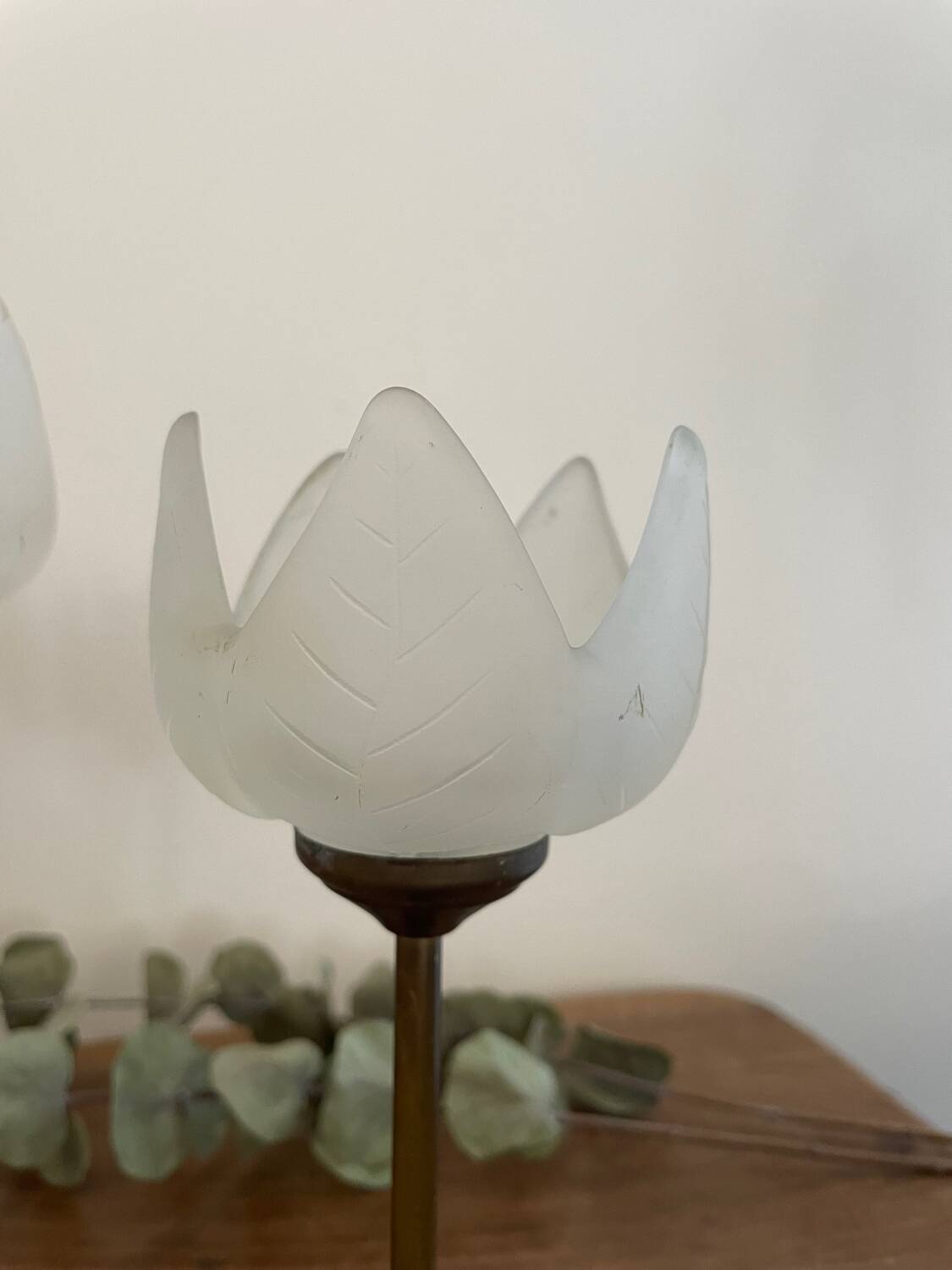 Duo brass and glass candle holders