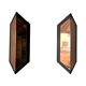 Pair of French wall lights with geometric design in copper, 1960, France.
