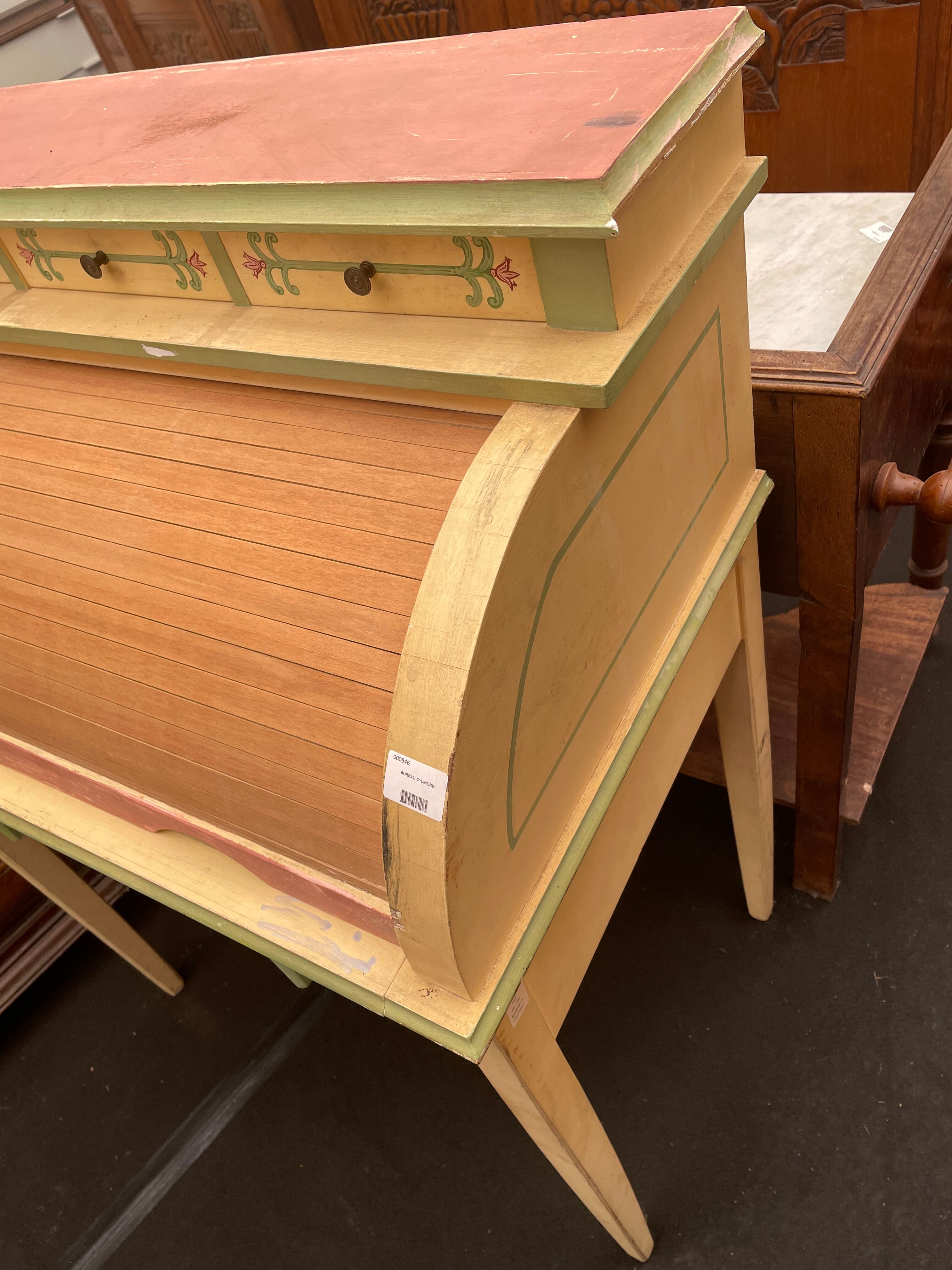 Bureau à cylindre céruse