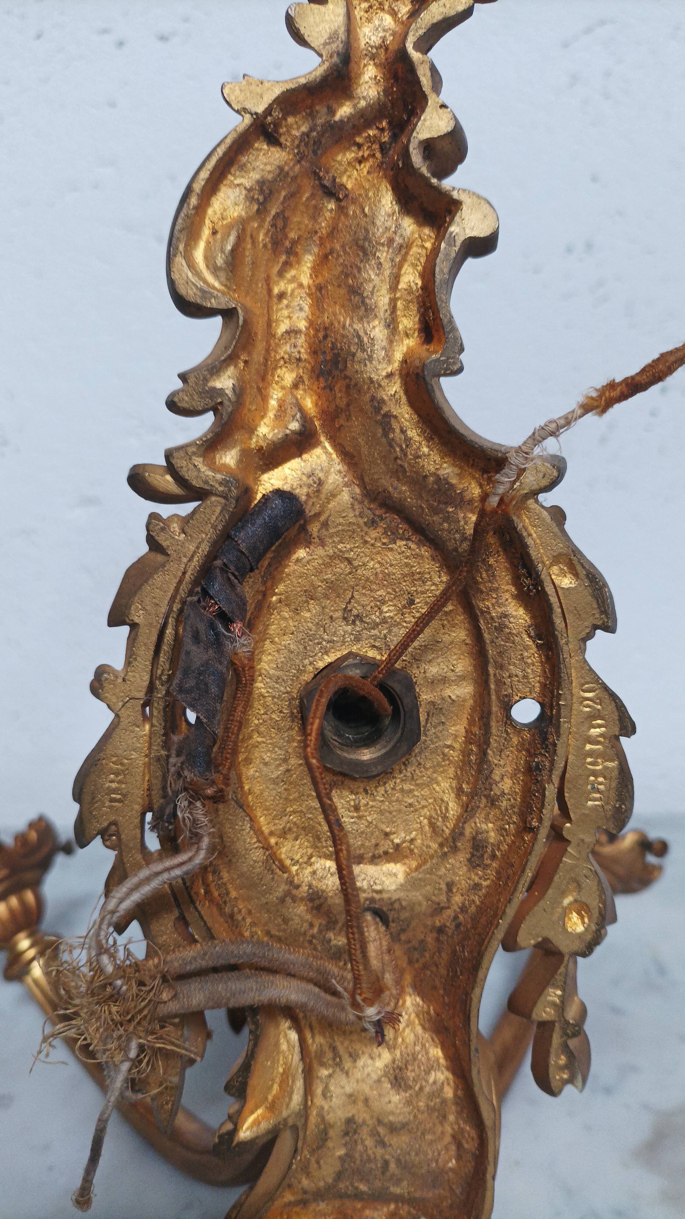 Pair of large Napoleon III bronze wall lights