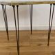 End table in gold metal, white marble top. 60s