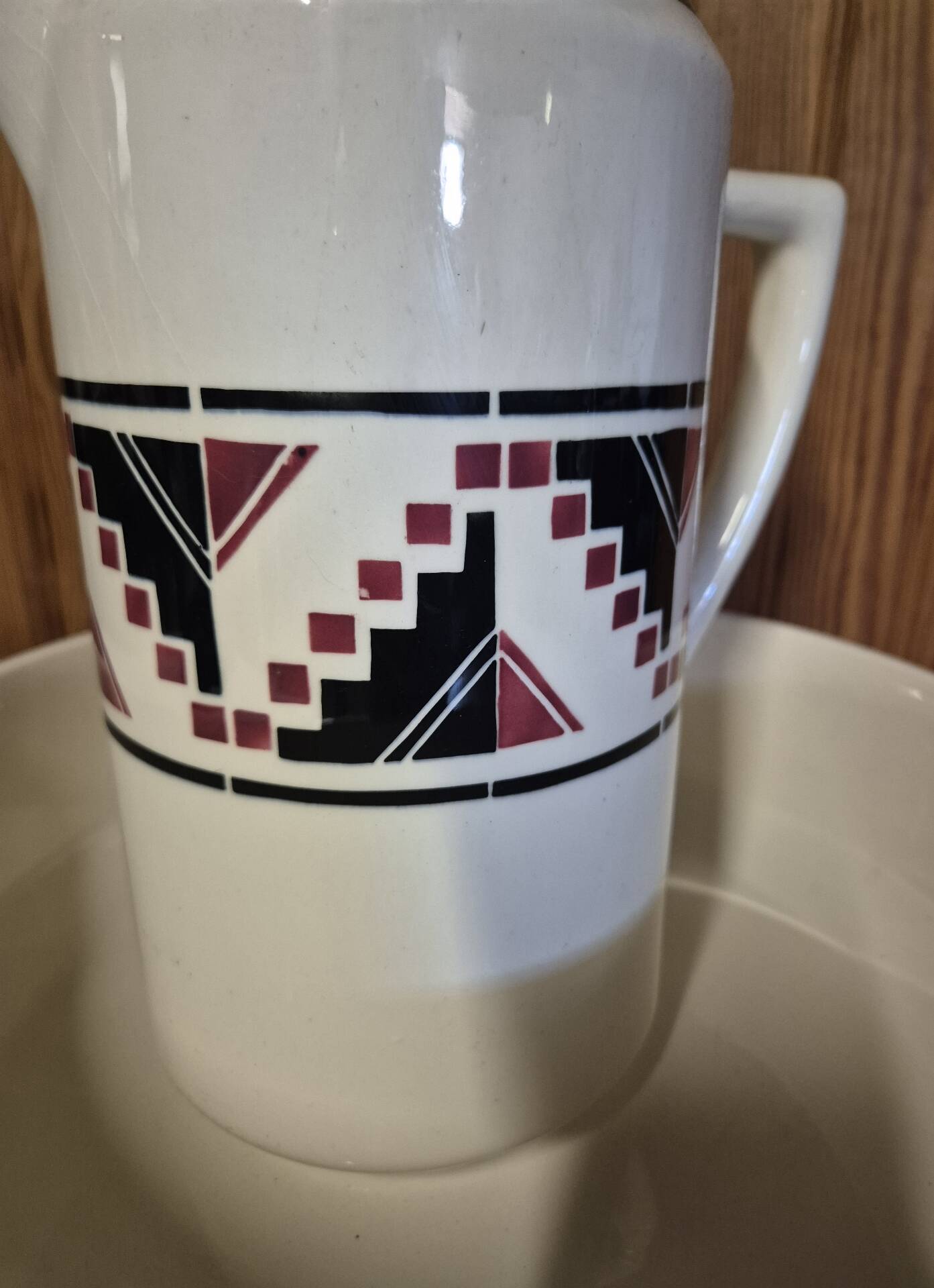 Antique toilet set Badonviller grenade ceramic geometric pattern