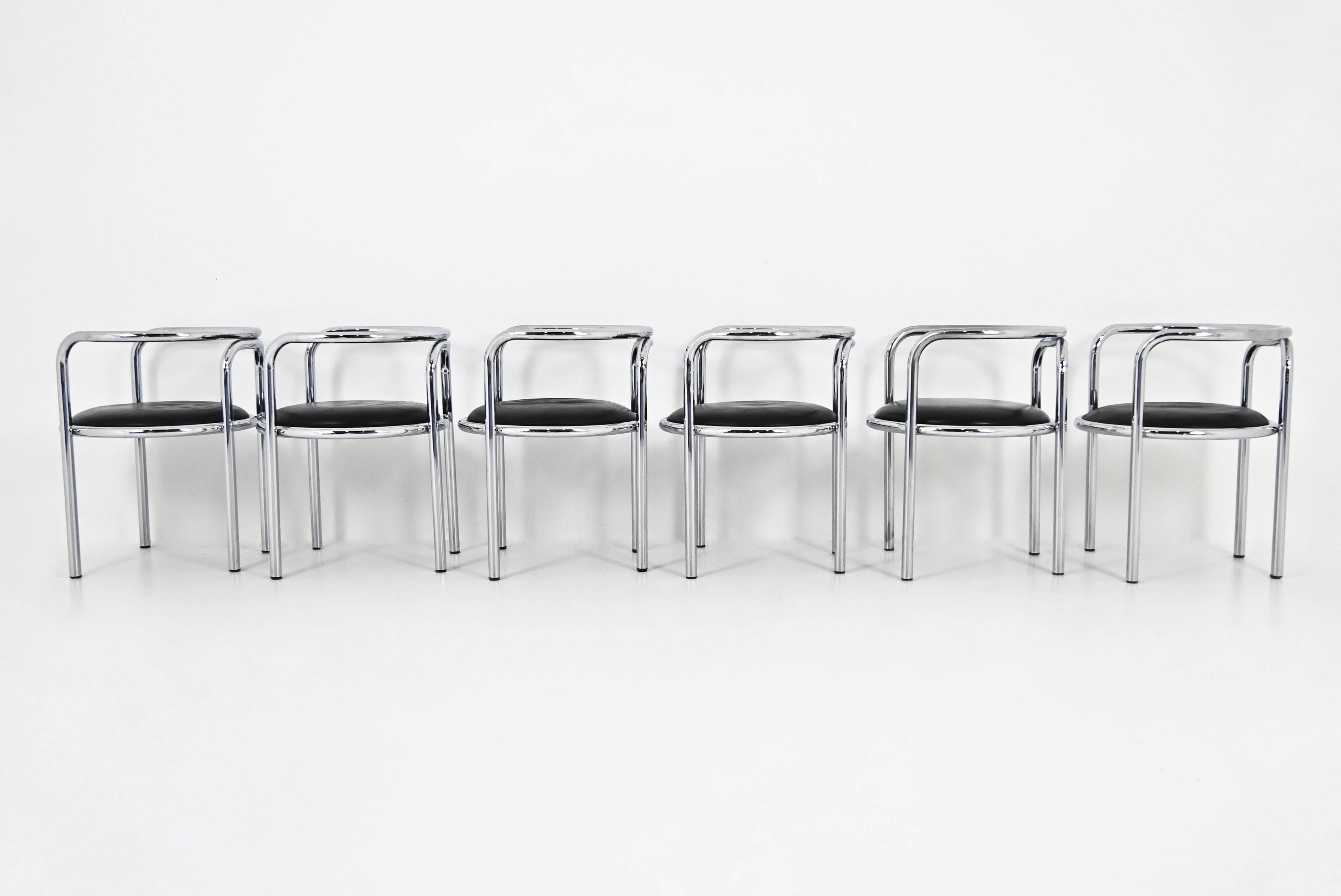 6 “Locus Solus” Chairs by Gae Aulenti for Poltronova, 1960s