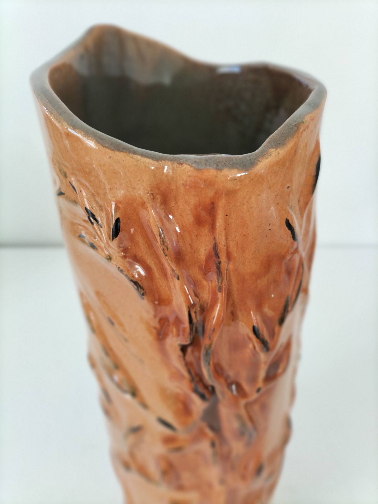 Stoneware vase signed LM, organic style, 70s/90s