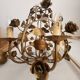 Hollywood Regency 4-light floral chandelier gilt with roses Italy 1960-1970