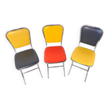 3 chrome & faux leather folding chairs, Elio Zema, Italy 1980s
