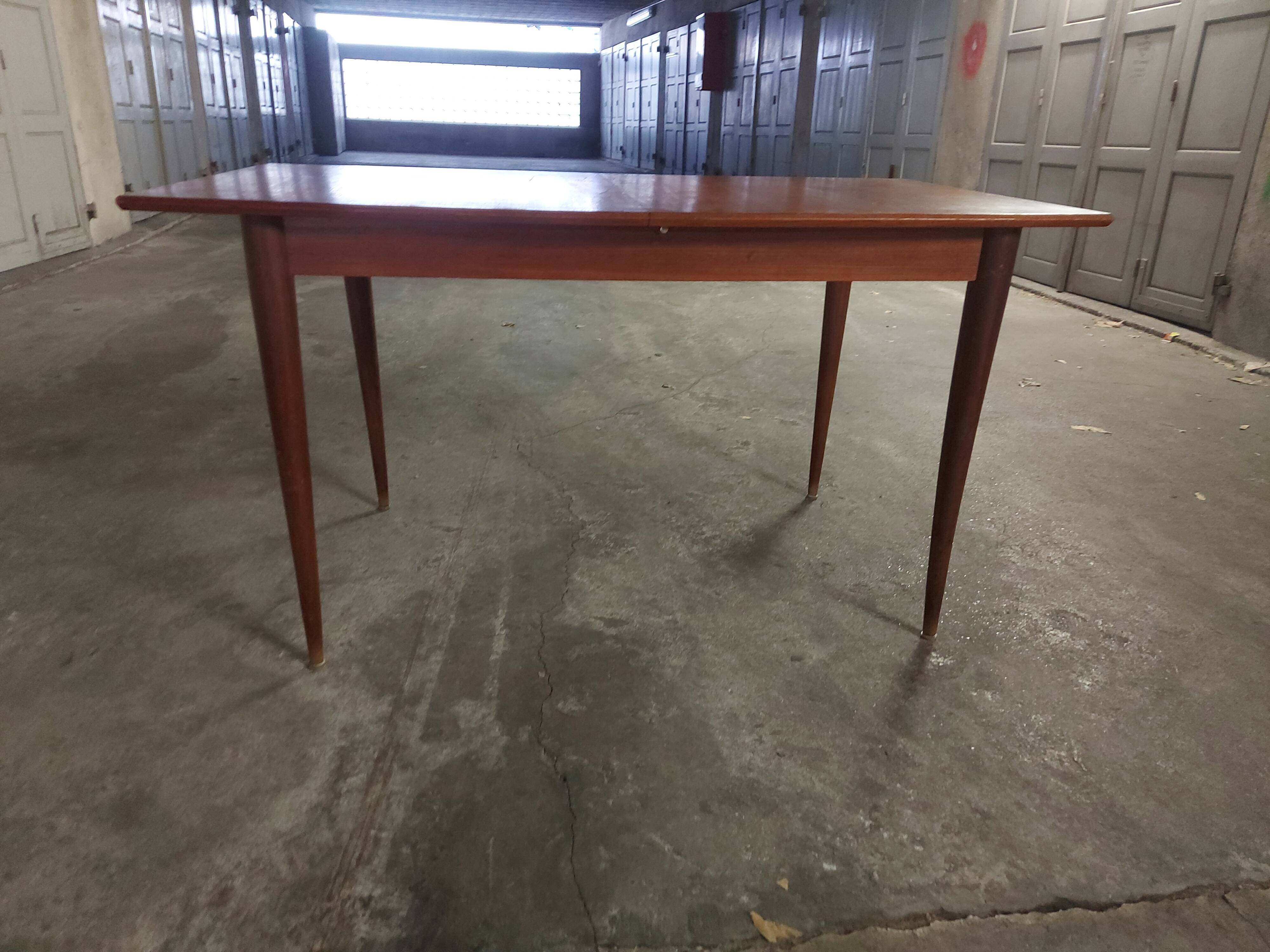Scandinavian teak table with built-in extension