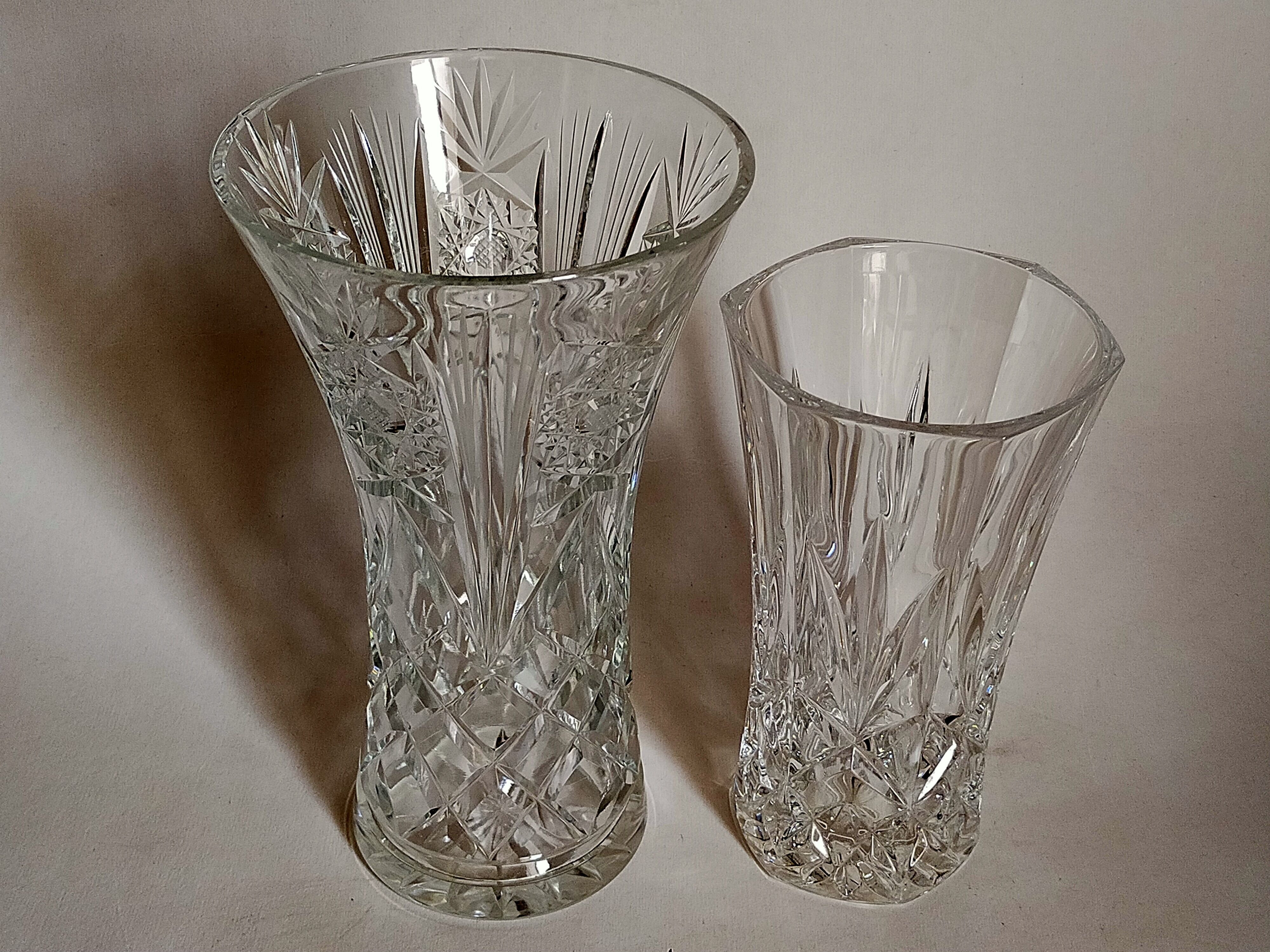 Duo of vintage French crystal vases