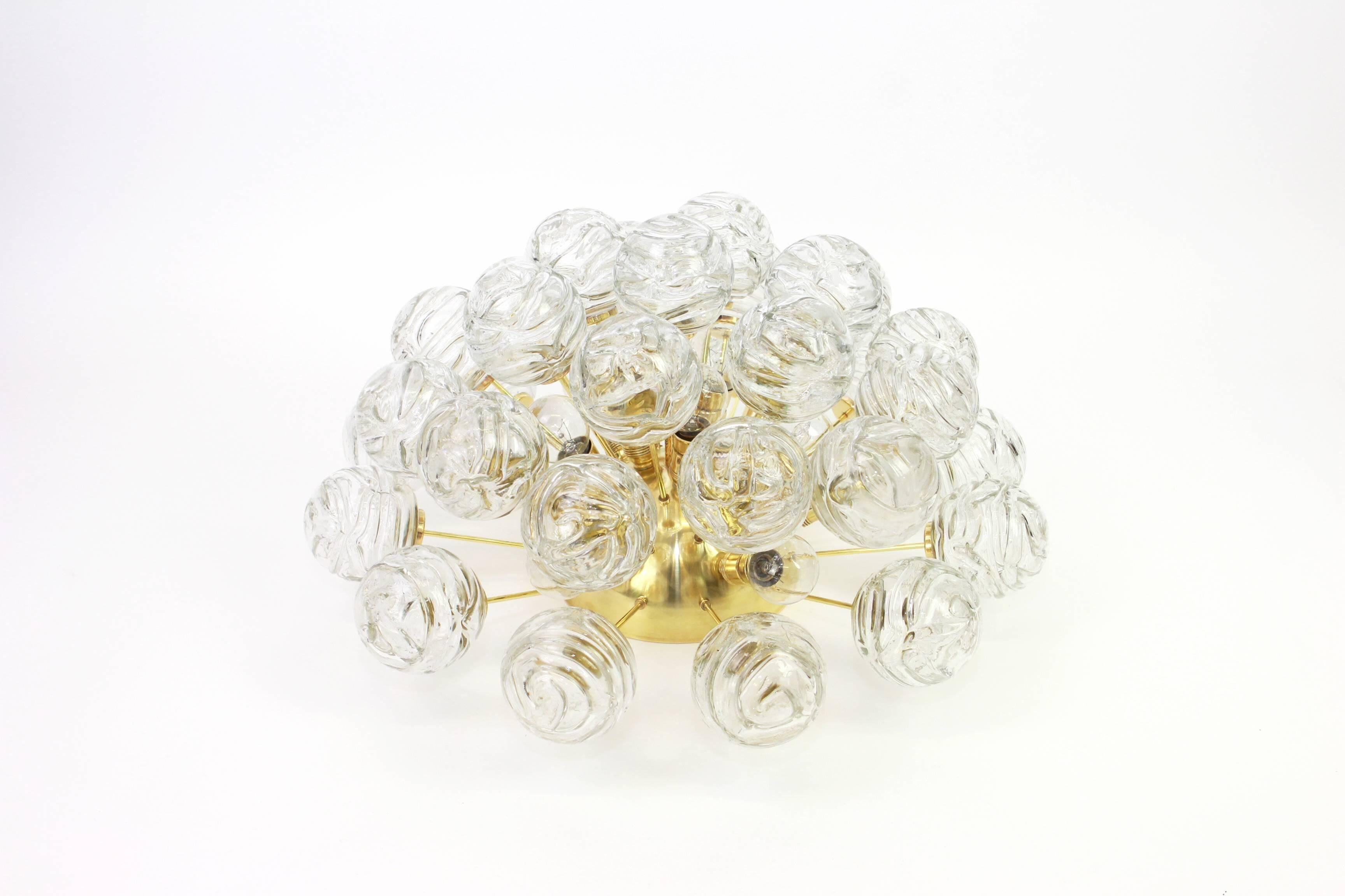 spectacular Sputnik ceiling lights with glass snowballs by Doria, Germany, 1970s.