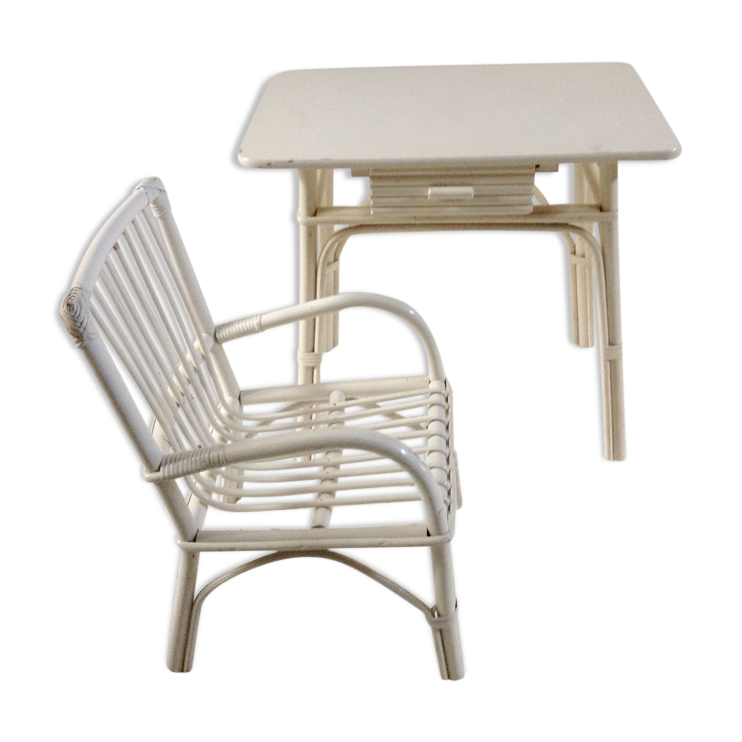 Desk and Chair in rattan.