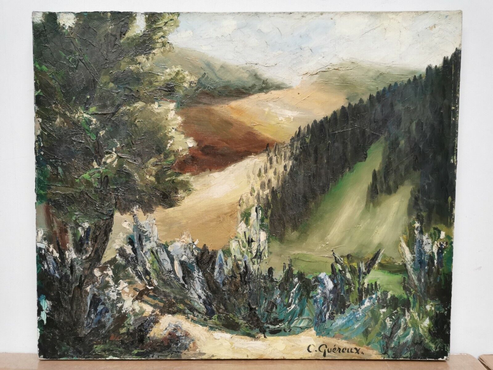 Painting signed Quéreux? landscape , Oil on canvas