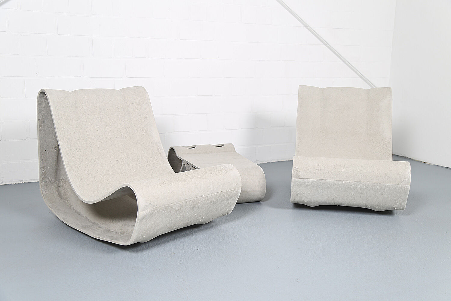 Swisspearl/Eternit Willy Guhl set of 2 Loop Chairs and 1 Loop Table