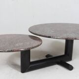 Sculptural coffee table in granite and wood, Italy 1980s.