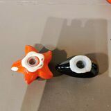 Vallauris vintage Barbotine condiment set