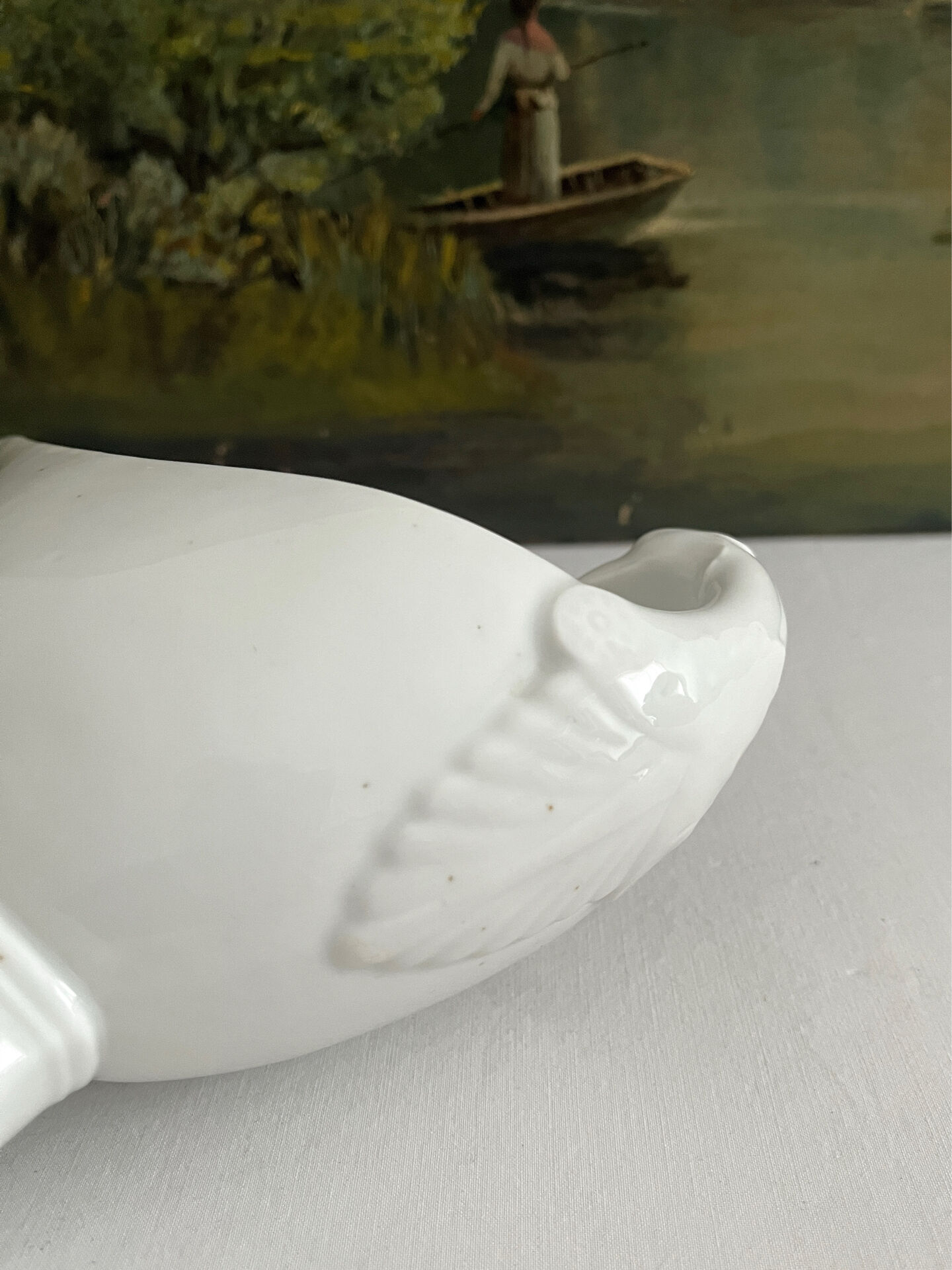 Empire sauce boat with eagle head in antique porcelain