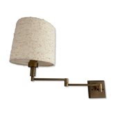 Adjustable brass wall lamp with fabric shade, Danish design, 1970s, Denmark.