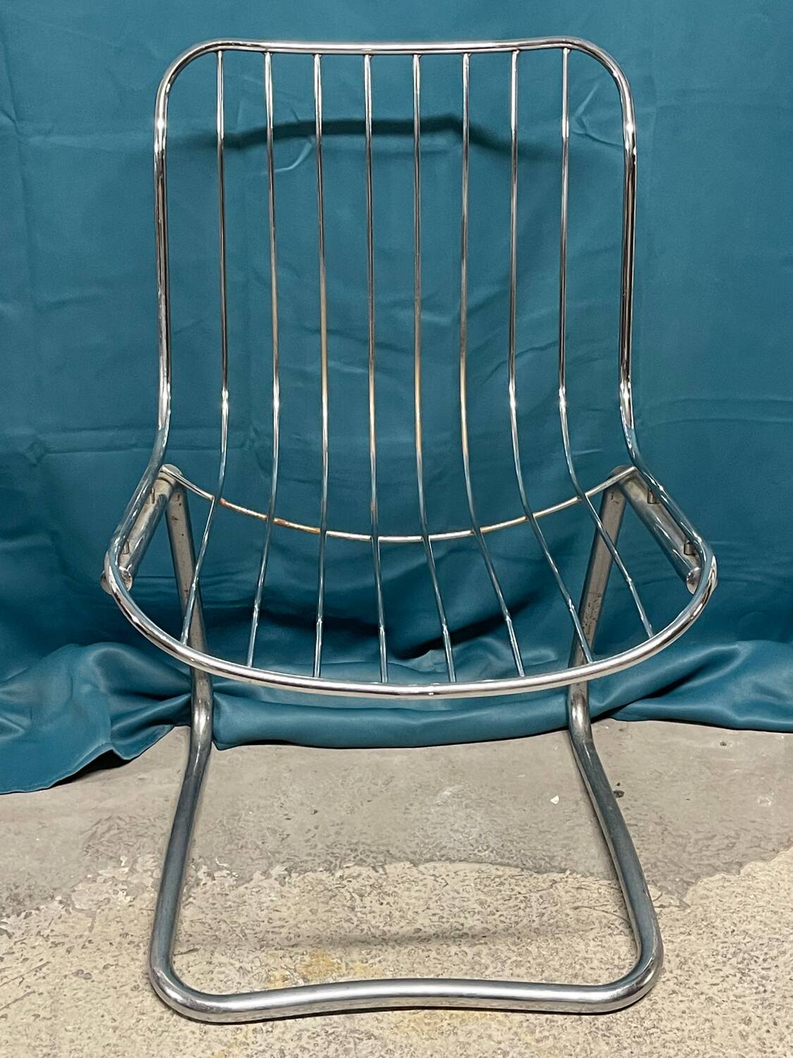 Set of 4 Gastone Rinaldi style chairs in chrome metal
