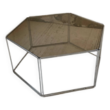 Hexagonal glass and chrome coffee table