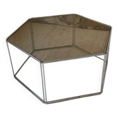 Hexagonal glass and chrome coffee table