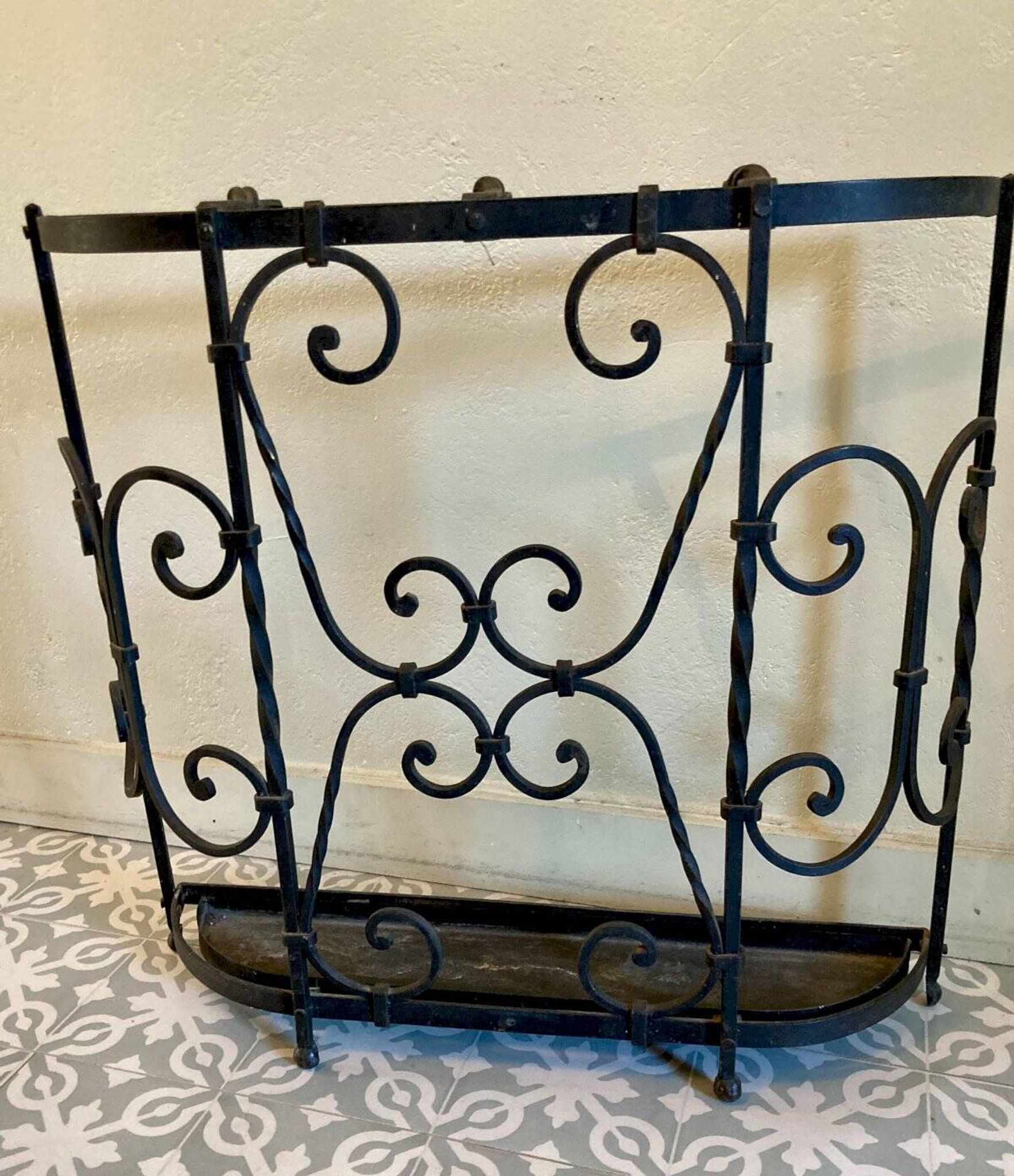 Antique wrought iron umbrella stand - early 20th century