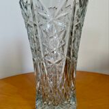 Vintage chiseled glass vase 1960 1970