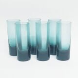 Grands verres à liqueur bleu sarcelle fumé