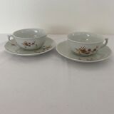 2 cups and porcelain saucers from Chauvigny
