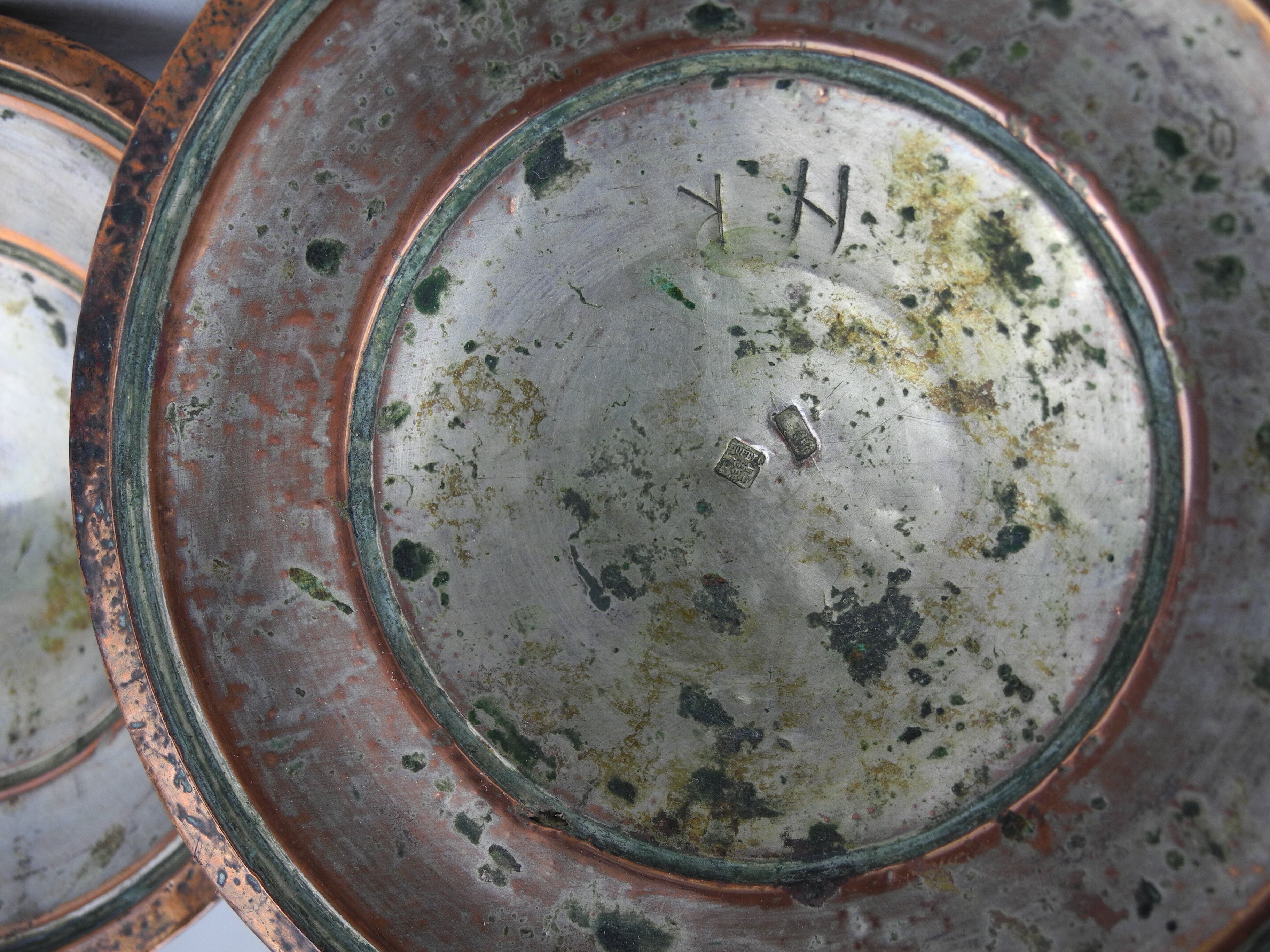 Pair of French copper candlesticks, 19th century