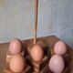 Set of 70's olive wood egg cups
