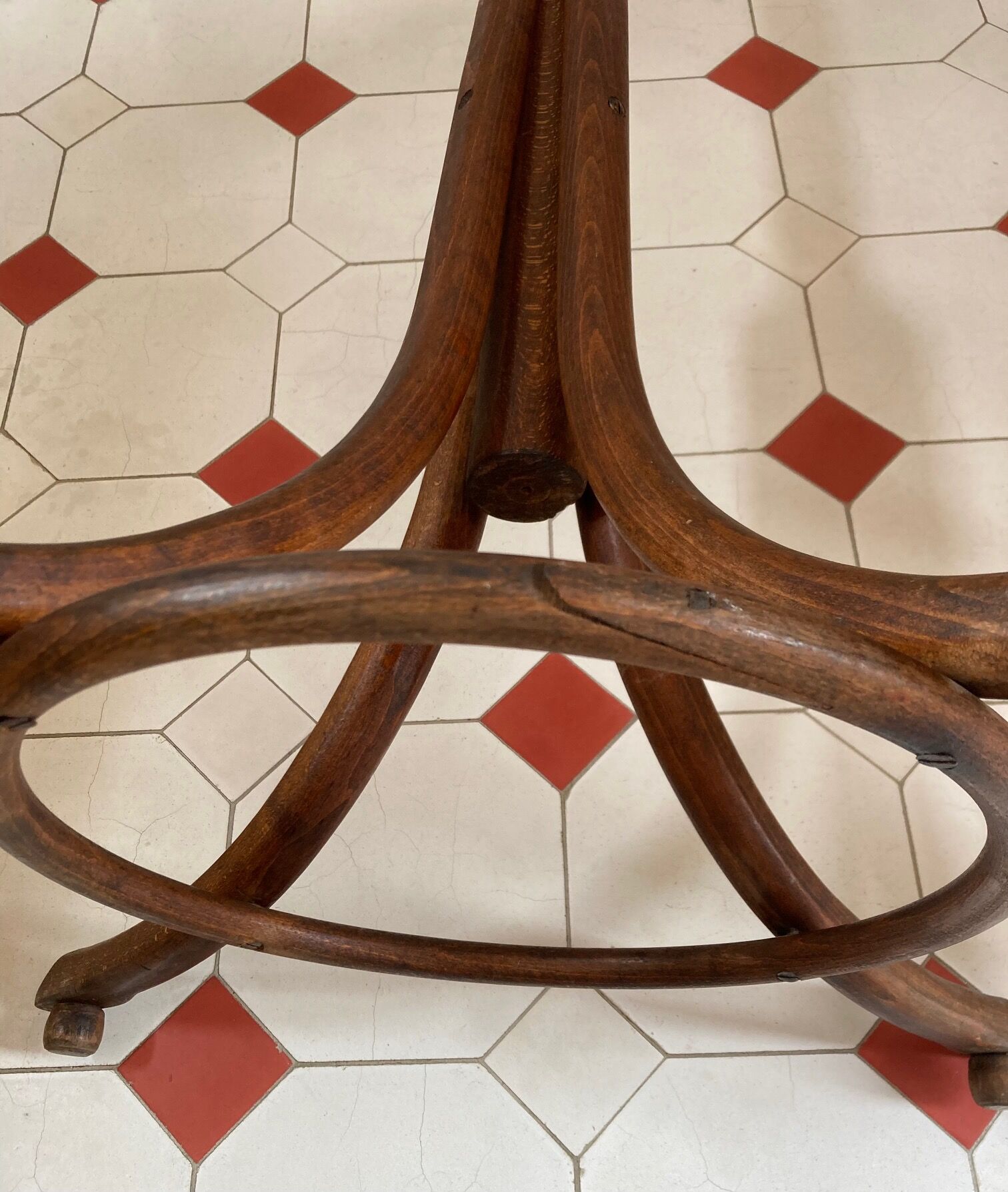 Old curved wood parrot coat rack