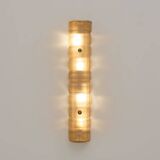Pair of Murano Gold-Toned Frosted Glass and Brass Wall Sconces, Italy